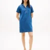 Rochie mini din denim cu placket deschis