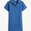 Rochie mini din denim cu placket deschis
