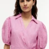 Rochie mini din in cu dungi Rochie mini din in cu dungi