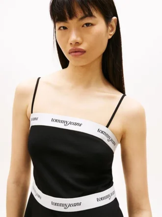 Rochie mini din ponte cu bandă cu logo Tommy Jeans