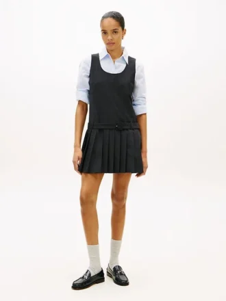 Rochie mini plisată din amestec de lână Rochie mini plisată din amestec de lână