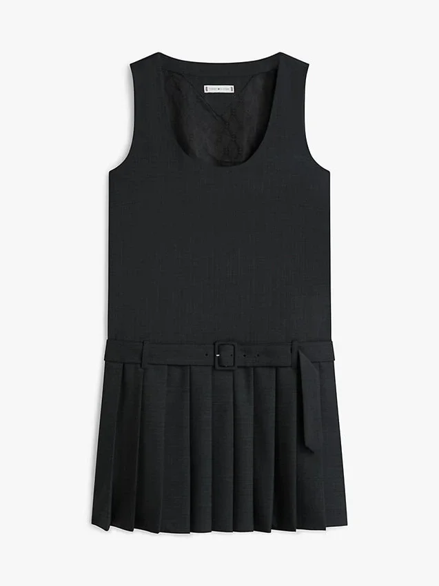 Rochie mini plisată din amestec de lână Rochie mini plisată din amestec de lână