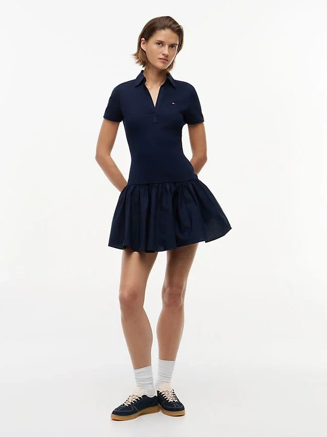 Rochie mini polo din materiale mixte Tommy Jeans Rochie mini polo din materiale mixte Tommy Jeans