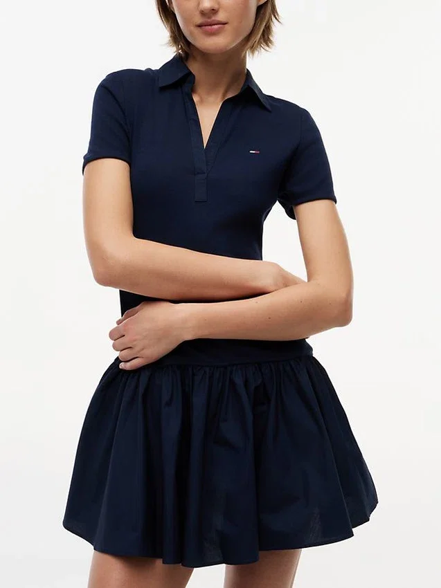 Rochie mini polo din materiale mixte Tommy Jeans Rochie mini polo din materiale mixte Tommy Jeans