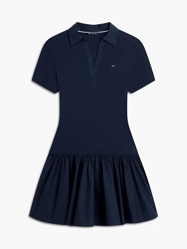 Rochie mini polo din materiale mixte Tommy Jeans Rochie mini polo din materiale mixte Tommy Jeans
