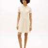 Rochie mini polo din tricot cu nervuri și nasturi aurii Rochie mini polo din tricot cu nervuri și nasturi aurii