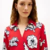 Rochie înfășurată din crep cu imprimeu floral
