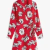 Rochie înfășurată din crep cu imprimeu floral