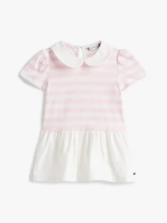 Rochie pentru bebeluși cu dungi, din materiale mixte