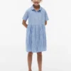 Rochie pentru copii din bumbac și in, cu dungi