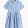 Rochie pentru copii din bumbac și in, cu dungi