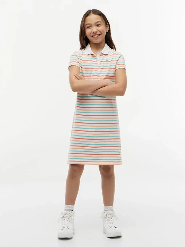 Rochie polo cu dungi multiple pentru copii Rochie polo cu dungi multiple pentru copii