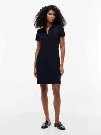Rochie polo din bumbac elastic, croială clasică