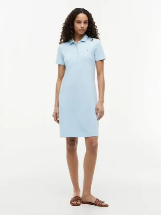 Rochie polo din bumbac elastic, croială clasică