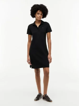 Rochie polo din bumbac elastic, croială clasică