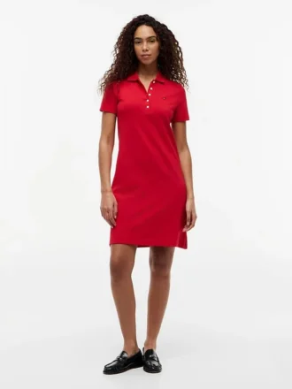 Rochie polo din bumbac elastic, croială clasică
