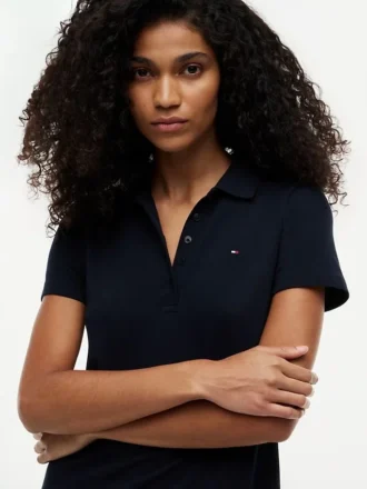 Rochie polo din bumbac elastic, croială clasică