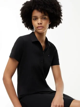 Rochie polo din bumbac elastic, croială clasică