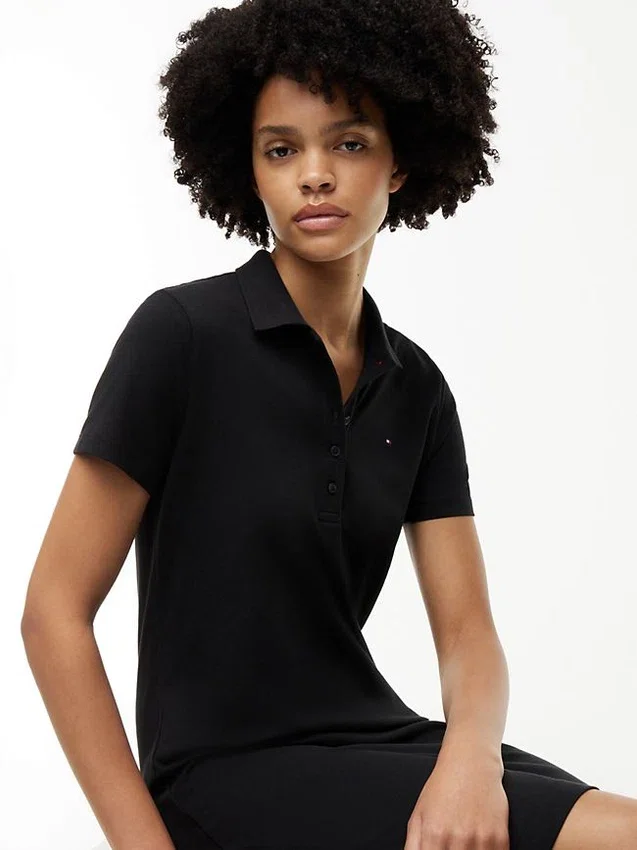 Rochie polo din bumbac elastic, croială clasică Rochie polo din bumbac elastic, croială clasică
