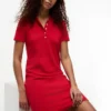 Rochie polo din bumbac elastic, croială clasică Rochie polo din bumbac elastic, croială clasică