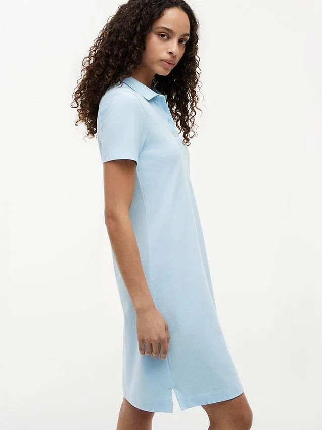 Rochie polo din bumbac elastic, croială clasică Rochie polo din bumbac elastic, croială clasică
