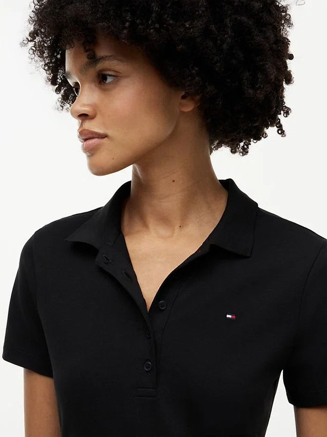 Rochie polo din bumbac elastic, croială clasică Rochie polo din bumbac elastic, croială clasică