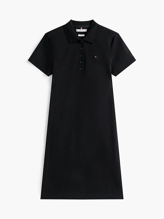 Rochie polo din bumbac elastic, croială clasică Rochie polo din bumbac elastic, croială clasică