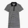 Rochie polo din bumbac interlock cu dungi și nasturi aurii Rochie polo din bumbac interlock cu dungi și nasturi aurii
