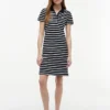 Rochie polo din piqué elastic cu dungi Rochie polo din piqué elastic cu dungi