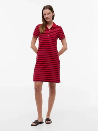 Rochie polo din piqué elastic cu dungi