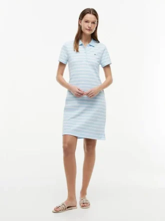 Rochie polo din piqué elastic cu dungi