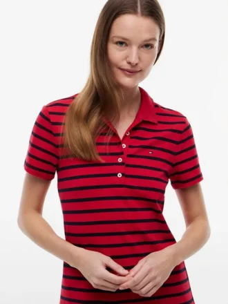 Rochie polo din piqué elastic cu dungi