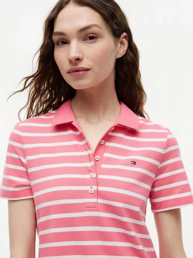 Rochie polo din piqué elastic cu dungi Rochie polo din piqué elastic cu dungi