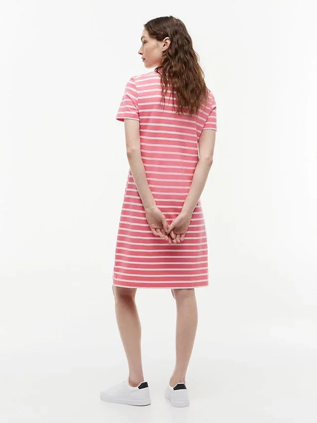Rochie polo din piqué elastic cu dungi Rochie polo din piqué elastic cu dungi