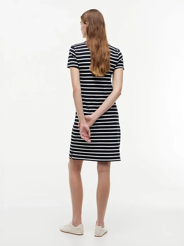 Rochie polo din piqué elastic cu dungi Rochie polo din piqué elastic cu dungi