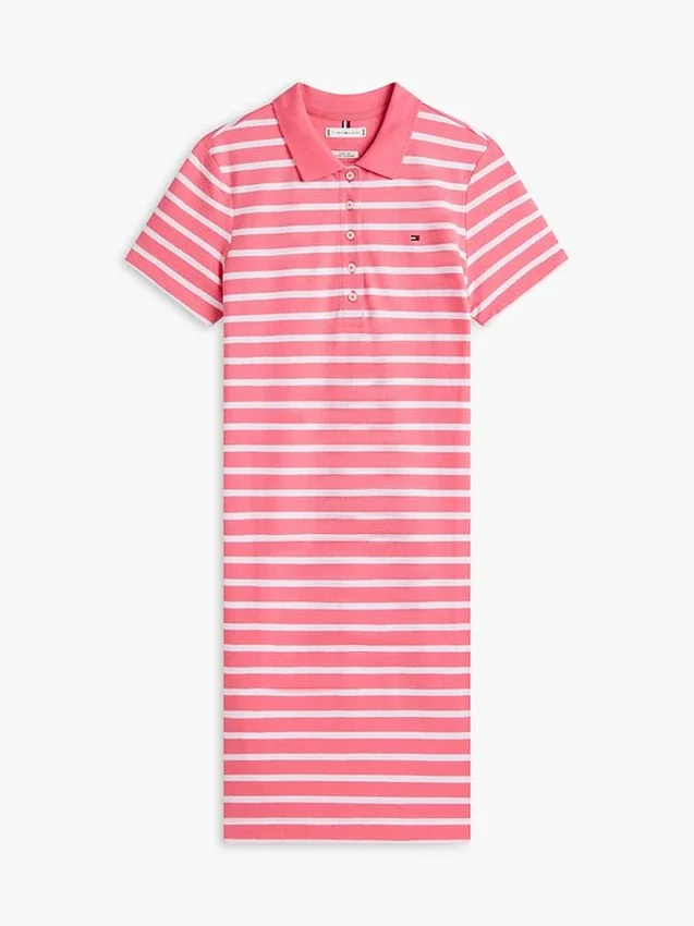 Rochie polo din piqué elastic cu dungi Rochie polo din piqué elastic cu dungi