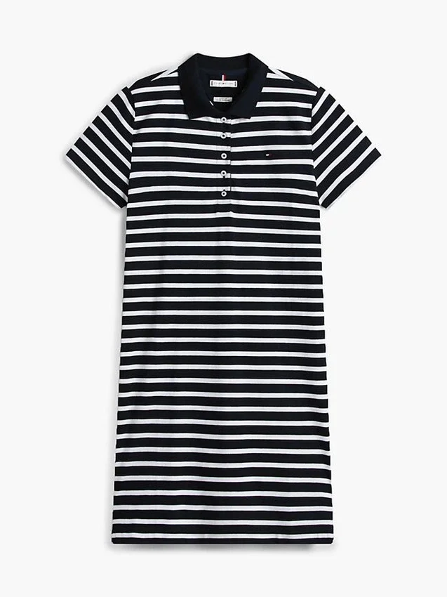 Rochie polo din piqué elastic cu dungi Rochie polo din piqué elastic cu dungi