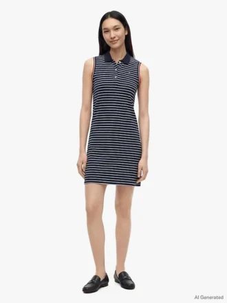 Rochie polo fără mâneci, cu dungi