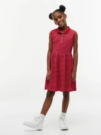 Rochie polo fără mâneci cu dungi pentru copii