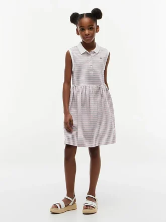 Rochie polo fără mâneci cu dungi pentru copii