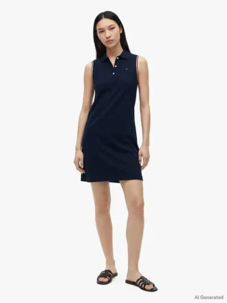 Rochie polo fără mâneci din piqué elastic