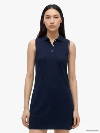 Rochie polo fără mâneci din piqué elastic