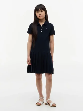Rochie polo plisată din material elastic pentru copii