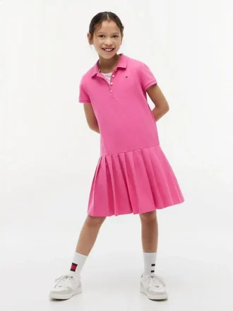 Rochie polo plisată din material elastic pentru copii