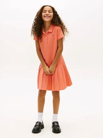 Rochie polo plisată din material elastic pentru copii