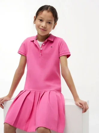 Rochie polo plisată din material elastic pentru copii