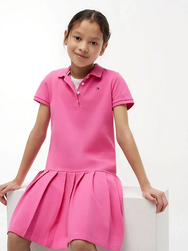 Rochie polo plisată din material elastic pentru copii Rochie polo plisată din material elastic pentru copii