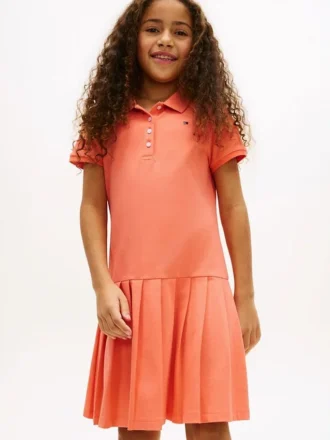 Rochie polo plisată din material elastic pentru copii