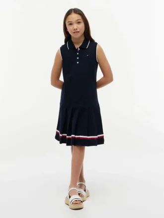 Rochie polo plisată fără mâneci pentru copii
