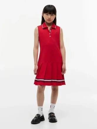 Rochie polo plisată fără mâneci pentru copii